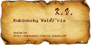 Kubinszky Valéria névjegykártya